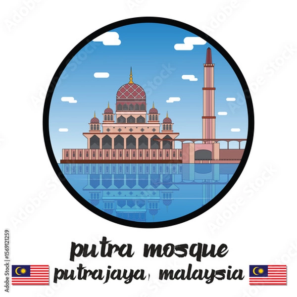 Obraz Circle Icon Putra Mosque. Vector illustration
