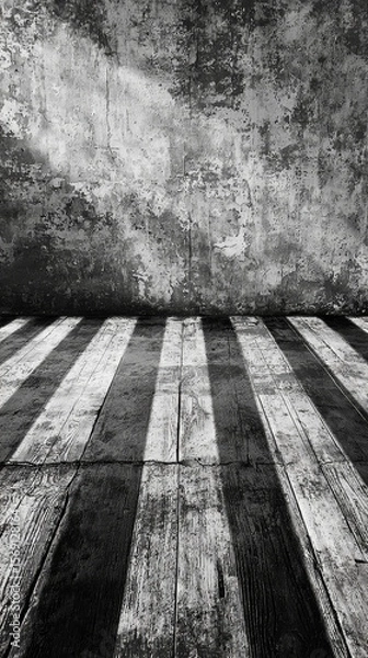 Fototapeta Monochromatic striped floor against a textured wall