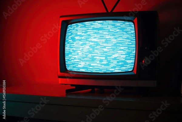 Fototapeta Television screen displaying static. White noise, distorted image.