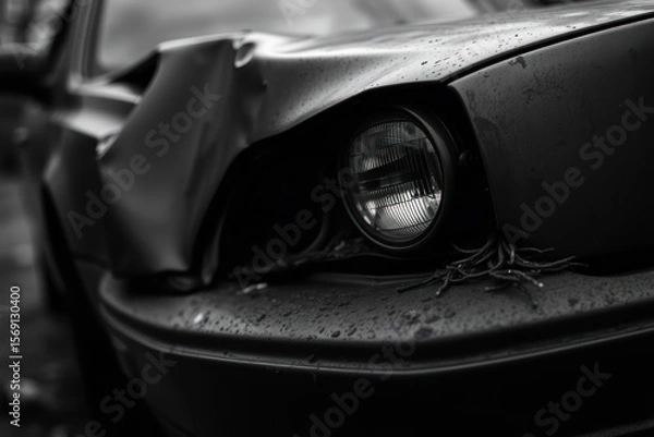 Fototapeta Car crash, bokeh effect. No one hurt. Focus on blurred vehicles.