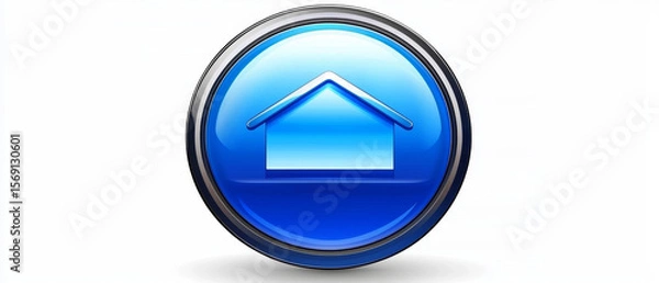 Fototapeta Glossy blue home button;  digital, web, house symbol