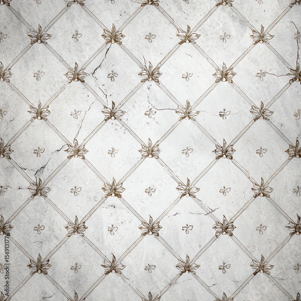 Fototapeta A white background with a pattern of flowers