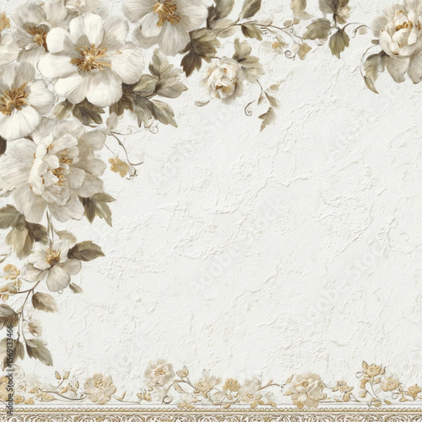 Fototapeta A white background with a flowery border