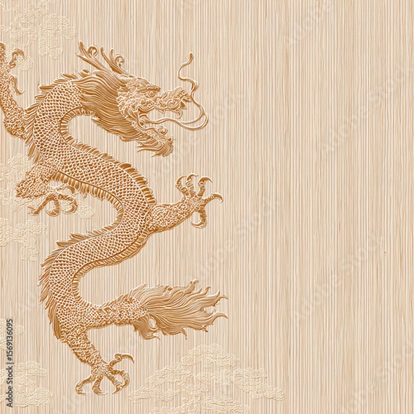 Fototapeta A dragon is on a tan background
