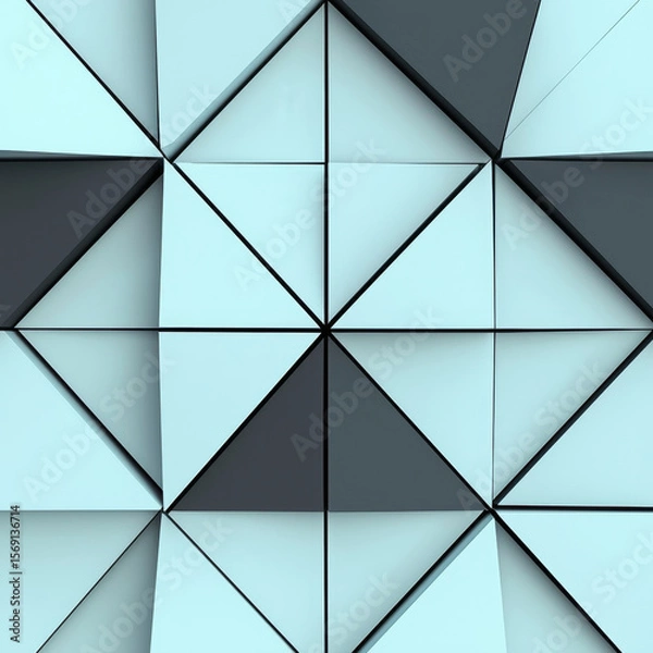 Fototapeta Abstract Geometric Teal and Gray Triangle Pattern