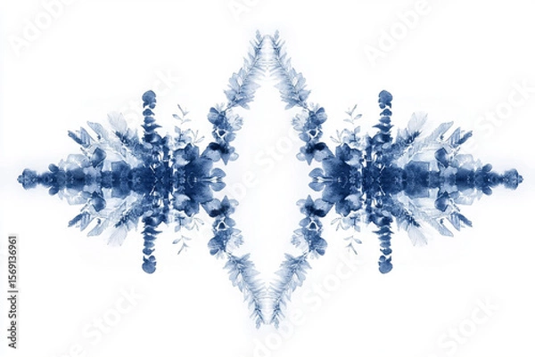 Fototapeta Repeating floral pattern in light and dark blue featuring intricate designs and shapes