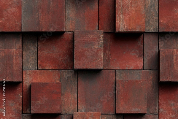 Fototapeta Geometric pattern design featuring repeating burgundy and brown shapes in a contemporary style for home decor inspiration