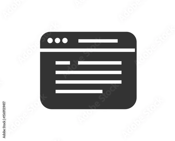 Fototapeta Website web site page icon simple solid bold black white vector graphic, webpage browser window glyph pictogram sign symbol image clip art
