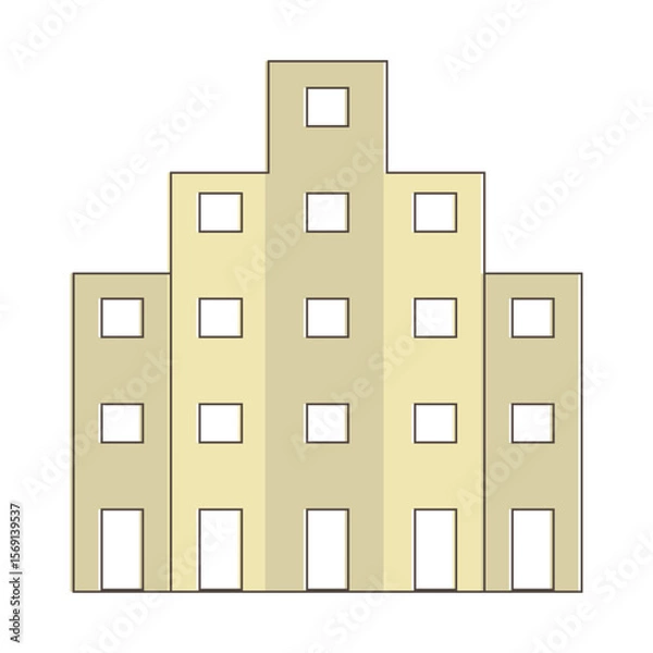 Fototapeta Simple yellow tone residential building. Vector drawing.