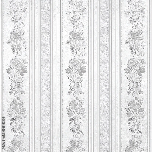 Fototapeta A white wall with a floral pattern