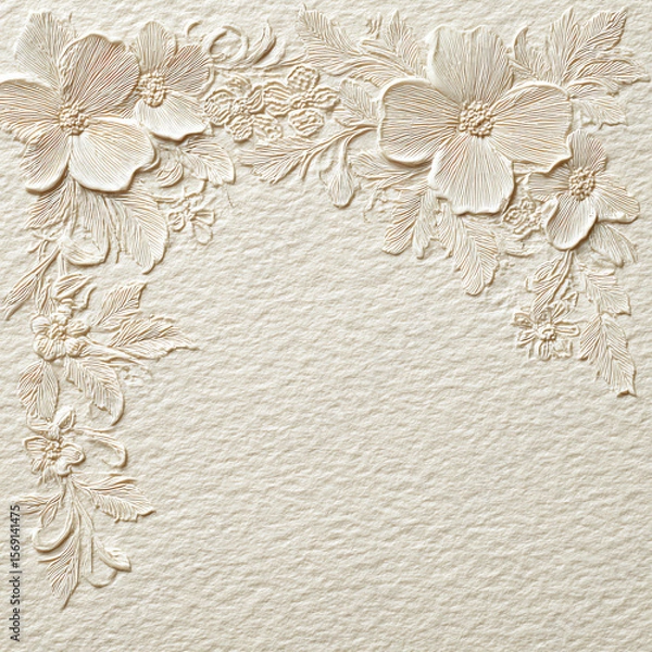 Fototapeta A white background with a flowery border