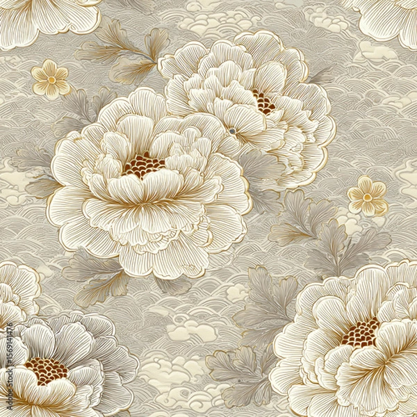 Fototapeta A drawing of flowers with a white background
