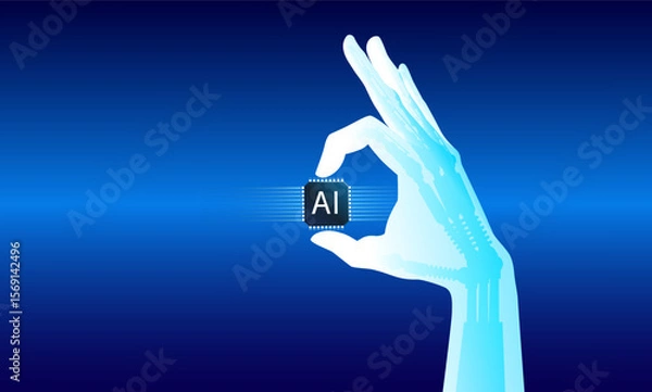 Obraz Futuristic Robotic Arm in High-Tech Factory – Vector Illustration

