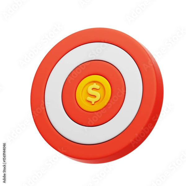 Fototapeta 3D Target with Coin Financial Success Aim