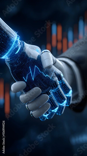 Fototapeta Advancing innovation robotic collaboration in the digital business technology environment
