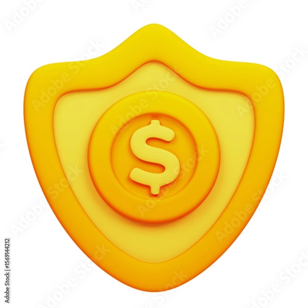 Fototapeta Financial Security Shield with Dollar Coin