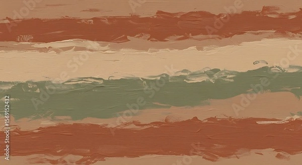 Fototapeta Abstract Painting with Brown and Green Strokes