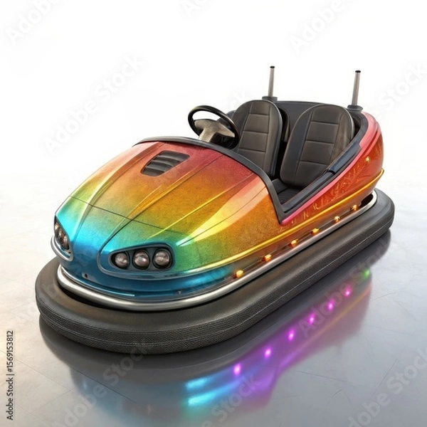 Fototapeta Colorful bumper car with rainbow gradient and black seats