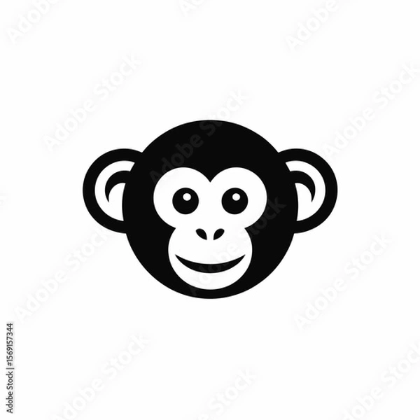 Fototapeta Black and White Monkey Face Illustration animal primate