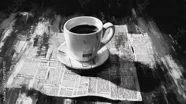 Fototapeta newspaper page under coffee cup.