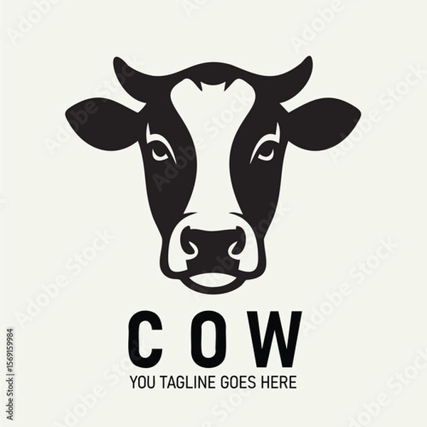 Obraz Cow Head Mascot Logo – Minimal Farm Animal Vector Icon