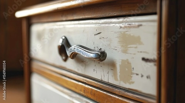 Fototapeta broken drawer handle on dresser.