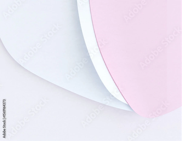 Fototapeta Close-up of layered pastel-colored paper sheets with gentle curves and shadows, creating a soft and minimalistic abstract composition