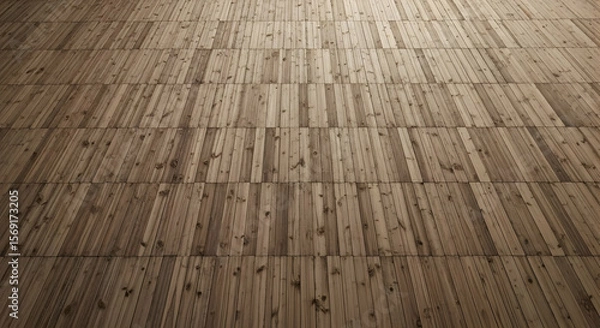 Obraz The image features a close-up view of a wooden floor or surface. Parallel wooden planks, arranged horizontally, create a textured pattern. The wood has a natural grain, highlighted by soft light.