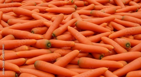 Obraz Abundance of Freshly Harvested Carrots: A Vibrant Display of Healthy Produce A dense pile of vibrant orange carrots fills the