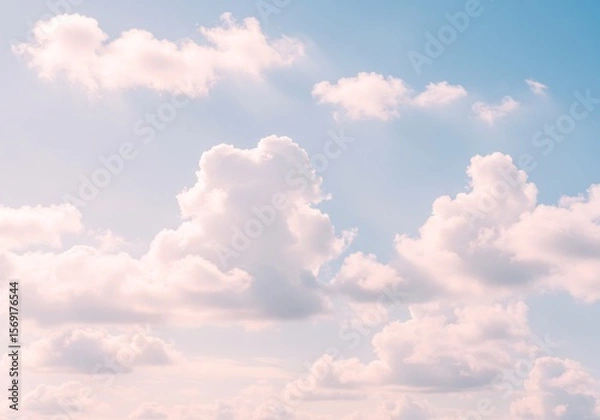 Fototapeta 햇살 가득한 밝은 하늘 풍경 부드러운 뭉게구름