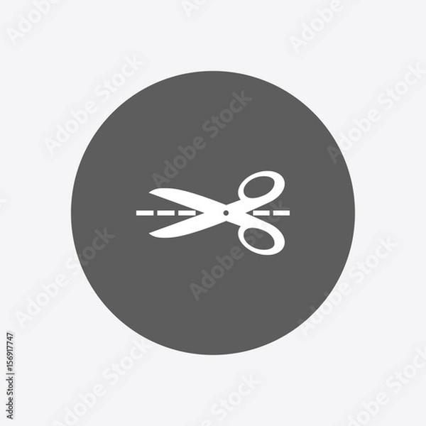 Fototapeta Scissors with-cut lines icon. Badge place of cutting.