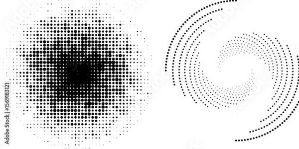 Obraz Modern abstract background. Halftone dots in circle shape. Round logo. Vector dotted frame. Design elements
