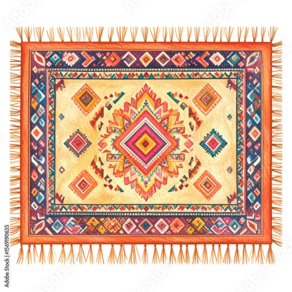 Fototapeta Colorful Tribal Rug with Geometric Pattern