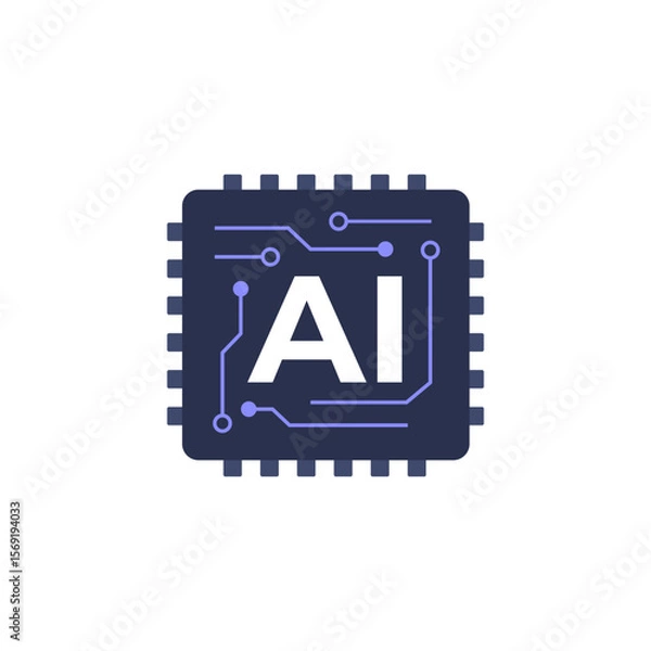 Obraz AI chip icon vector illustration.