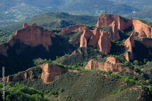 Fototapeta The unique landscape of Las Medulas in Galicia, Spain, shaped by gold mining activities of the ancient Romans