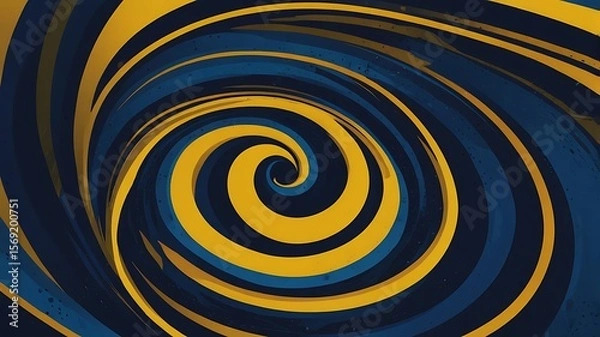 Obraz Abstract spiral pattern with alternating blue and yellow bands creating a hypnotic effect