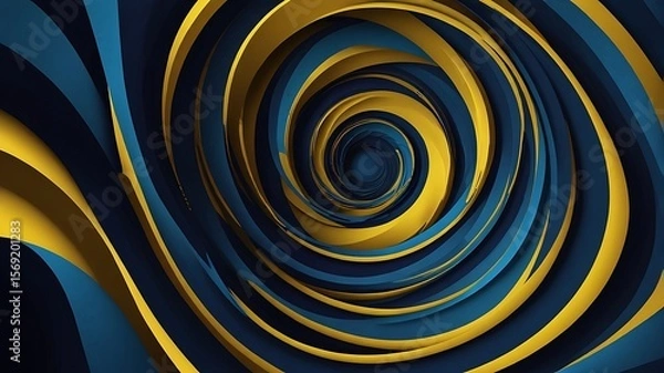 Obraz Abstract spiral design with blue and yellow colors creating a hypnotic and dynamic visual effect