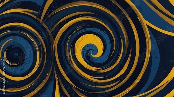 Obraz Abstract swirls in blue and gold creating a dynamic and mesmerizing visual composition art design