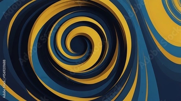 Obraz Abstract swirling pattern with blue and yellow colors creating a mesmerizing visual effect
