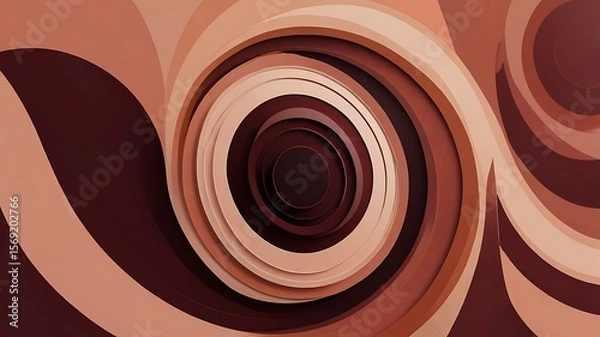 Obraz Abstract concentric circles in shades of brown and beige creating a swirling tunnel effect art