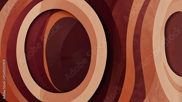 Obraz Abstract design featuring concentric circles in shades of brown and orange color palette art