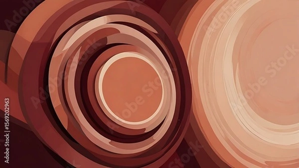Obraz Abstract depiction featuring concentric circles in shades of brown and beige tones art design