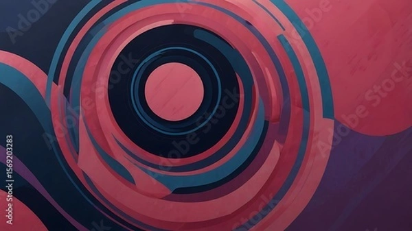 Obraz Abstract concentric circles in shades of pink blue and black creating a tunnel effect design art