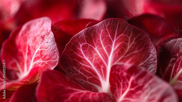 Fototapeta Red radicchio or red lettuce leaf, close-up background image.