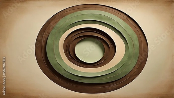 Obraz Concentric oval shapes in earth tones creating a layered abstract design with a central opening view