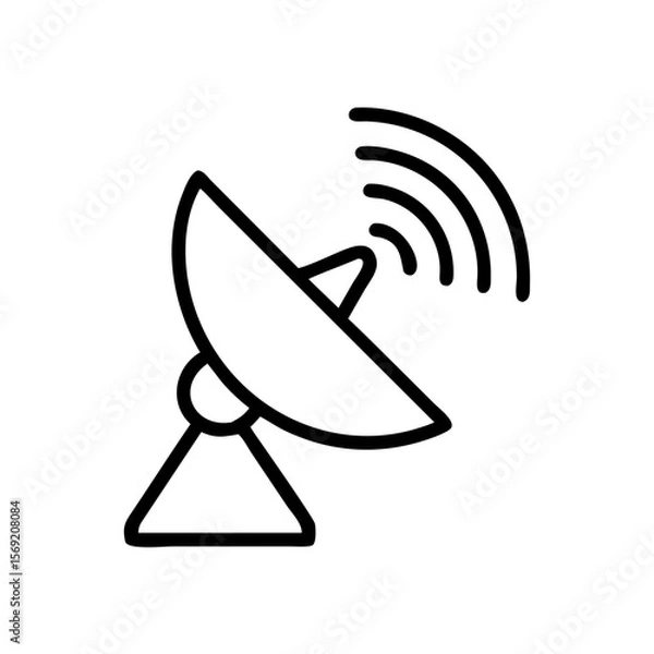 Obraz Satellite dish transmitting signals with curved surface design  