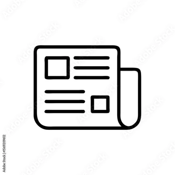 Obraz Newspaper icon with outline design and minimalistic style  