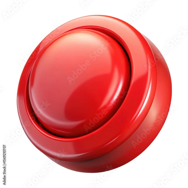 Fototapeta 3d red push button realistic 3d render isolated on transparent background