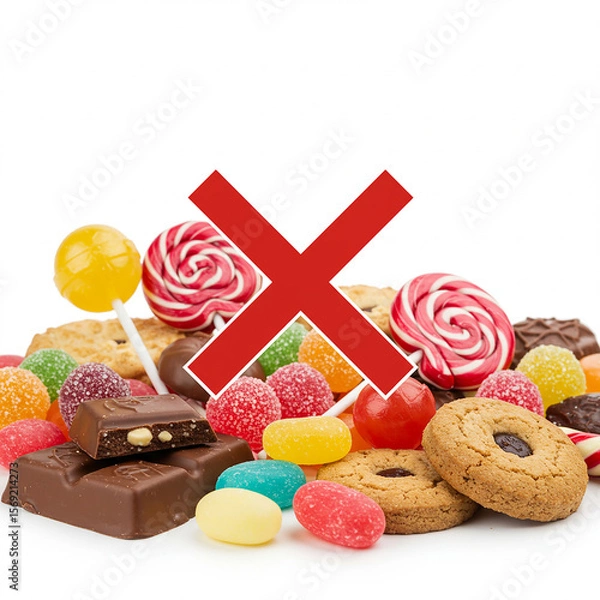 Obraz No Sugar Avoiding Candy Sweets and Unhealthy Treats