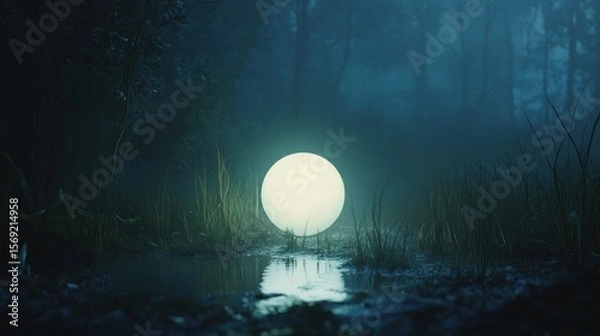 Obraz Misty Forest Moonlight